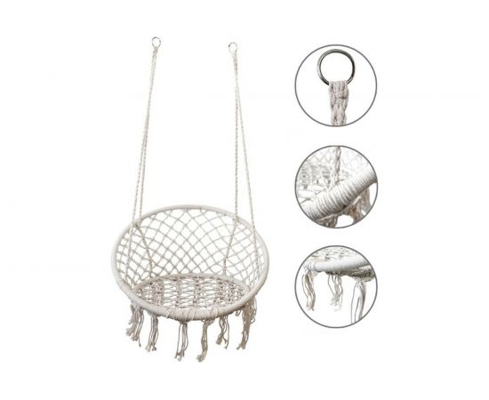 Подвесные качели кресло-гамак ZDK белый, с кисточками hammock4 – изображение 4