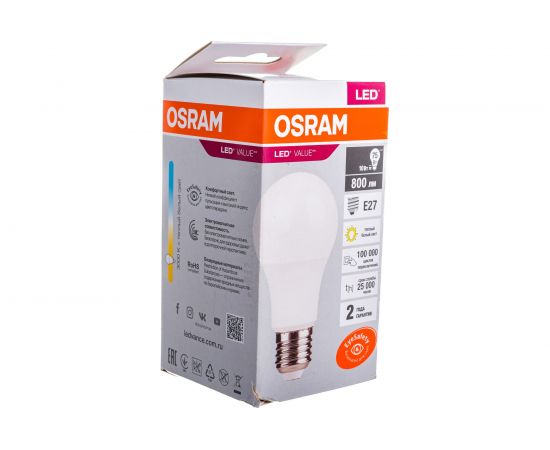 Светодиодная лампа OSRAM LED Value A Е27 800лм 10Вт замена 75Вт 3000К теплый белый свет 4058075578821 – изображение 4