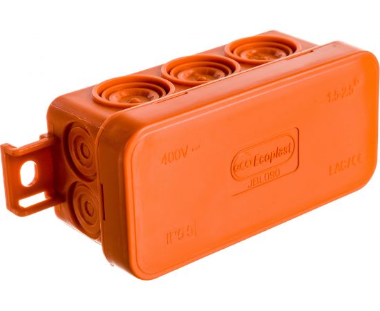 Огнестойкая коробка Экопласт JBL090 E110, о/п 90х42х40, 10 выходов, IP55, 2P, цвет оранжевый 43054HF – изображение 4