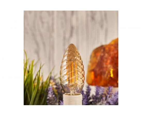 Филаментная лампа REXANT Витая свеча LCW35 7.5 Вт 2400K E14 золотистая колба 604-119 – изображение 5