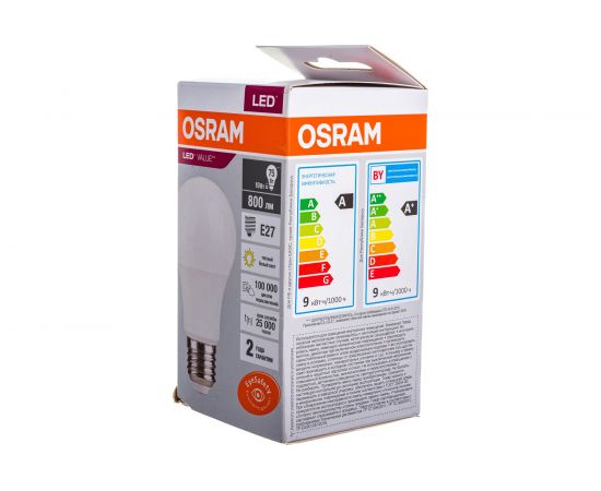 Светодиодная лампа OSRAM LED Value A Е27 800лм 10Вт замена 75Вт 3000К теплый белый свет 4058075578821 – изображение 5