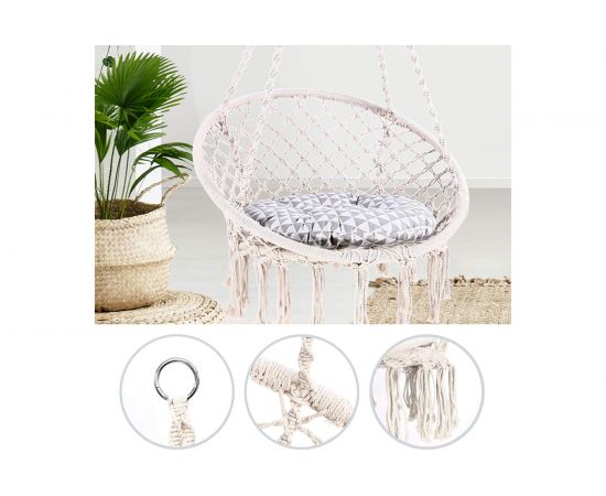 Подвесные качели кресло-гамак ZDK белый, с кисточками hammock4 – изображение 5