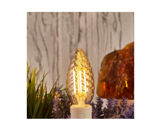 Филаментная лампа REXANT Витая свеча LCW35 7.5 Вт 2400K E14 золотистая колба 604-119 – изображение 6