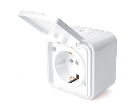 1-местная розетка STEKKER без заземления PST16-20-44 RA 16-201-Б, пластик АВС, 16А, IP44, белый 39691 