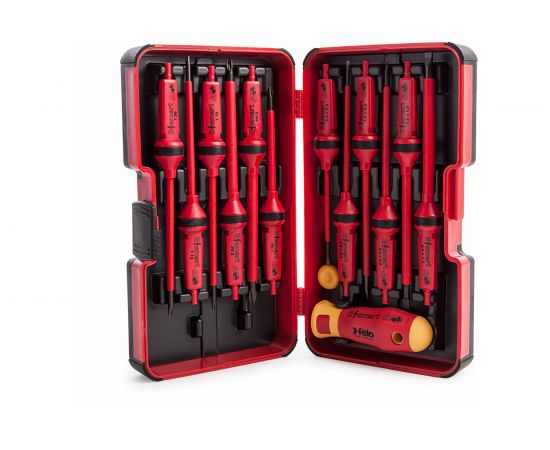 Диэлектрическая отвертка Smart с набором насадок 12 шт в кейсе Felo 06391306 