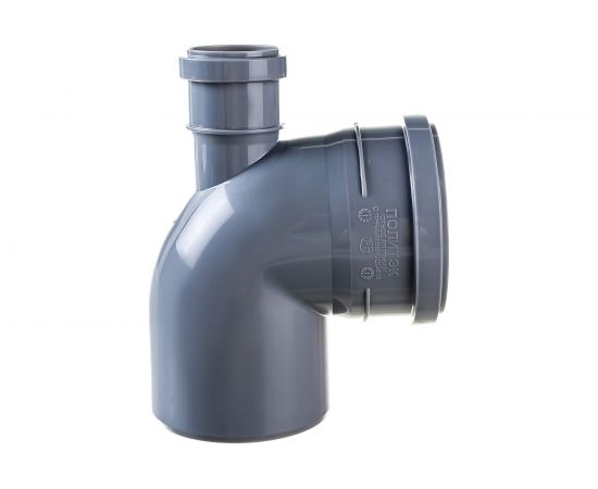 Отвод ПОЛИТЭК 110х90 градусов, с выходом 50, прямой 300111050 