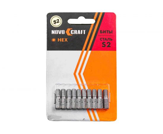 Биты шестигранные в слайдере (10 шт; HEX6; 25 мм) Novocraft B46-21-025060S 