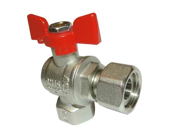 Шаровой кран VALFEX PREMIUM для воды, угловой, с накидной гайкой, 1/2"" ВР/ВР, бабочка VF.266.NB1.012.PREMIUM 