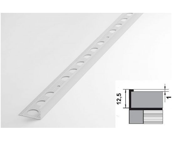 Профиль окантовочный L-образный алюминиевый ЛУКА 12,5 мм, 2,7 м, 5 шт, Белый УТ000021247 – изображение 2