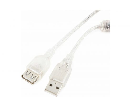 Кабель удлинитель USB2.0 Cablexpert Pro, AM/AF, 1,8м, экранирование, ферритовое кольцо, прозрачный, пакет CCF-USB2-AMAF-TR-6 – изображение 2