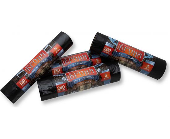 Мешки для мусора в рулоне с завязками Броня (5 шт; 110x115 см; 240 л; черные; ПВД; 55 мкм) Ромашка ЗВБ-240/5/9/Ч – изображение 2