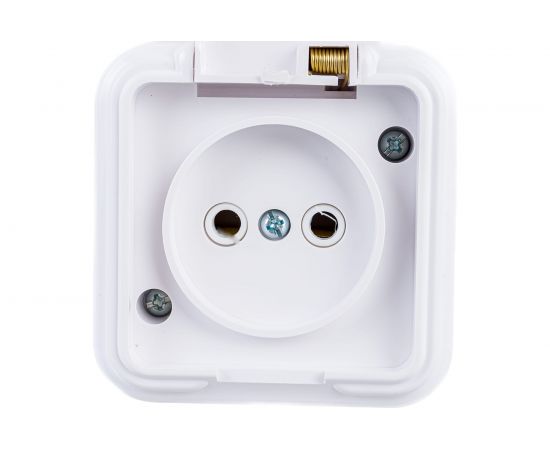 1-местная розетка STEKKER без заземления PST16-20-44 RA 16-201-Б, пластик АВС, 16А, IP44, белый 39691 – изображение 2