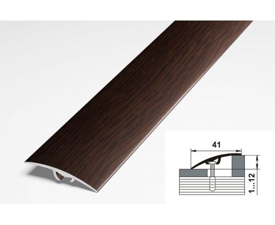 Порог разноуровневый алюминиевый (41 мм; 0.9 м; декоративный; дуб венге) Лука УТ000002619 – изображение 2