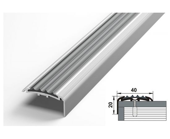 Порог угловой антискользящий алюминиевый ЛУКА (40х20 мм, 0,9 м, Без окраса) УТ000023706 – изображение 2