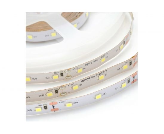 Светодиодная лента Apeyron 12В, 4,8Вт/м, smd3528, 60д/м, IP20, 280Лм/м, подложка 8мм, 30м, теплый белый 00-525 – изображение 2
