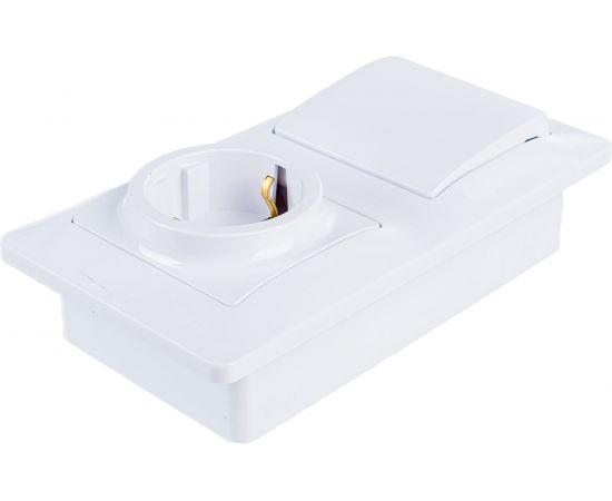 Блок розетка с заземлением со шторками + 1клавишный выключатель Schneider Electric GLOSSA БЕЛЫЙ GSL000170 – изображение 3