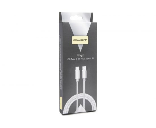 Шнур Atom Evolution USB Type-C 3.1 - USB Type-C 3.1, 1,8 м, штекер/штекер, серебряный, 31031 – изображение 3