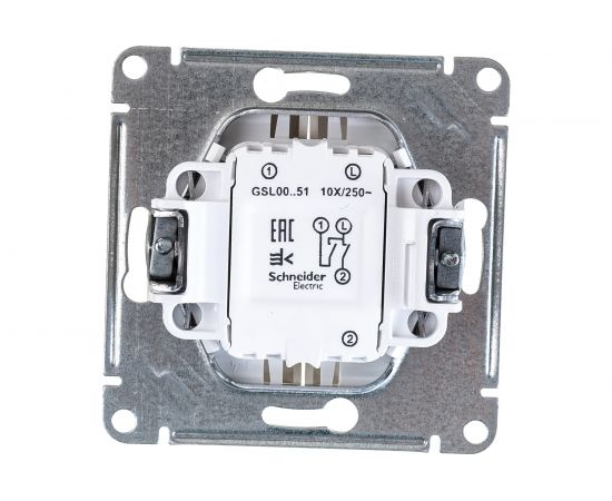 2-клавишный механизм выключателя Schneider Electric скрытой проводки Glossa 10А IP20 5 10AX платина GSL001251 – изображение 3