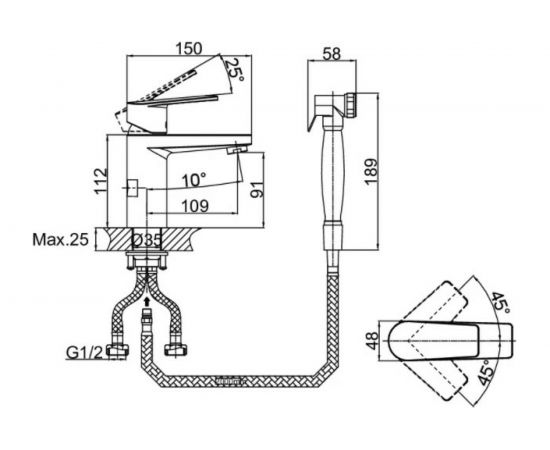 Смеситель для раковины D&K с гигиеническим душем DA1322601 – изображение 5