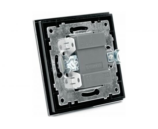 1-клавишный электрический выключатель STEKKER 250В, 10А, серия Катрин, GLS10-7003-05, черный 39505 – изображение 6