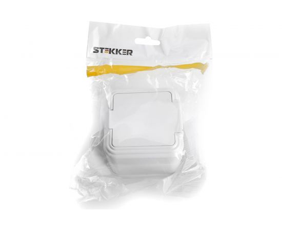 1-местная розетка STEKKER без заземления PST16-20-44 RA 16-201-Б, пластик АВС, 16А, IP44, белый 39691 – изображение 6