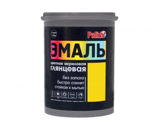 Акриловая эмаль PALIZH глянцевая 605 желтая 1кг 1/6 11605617 