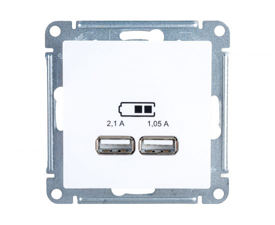 Розетка Schneider Electric AtlasDesign Белый USB 2-ая, 5В, 2,1 А ATN000133 