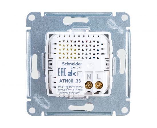 Розетка Schneider Electric AtlasDesign Белый USB 2-ая, 5В, 2,1 А ATN000133 – изображение 2