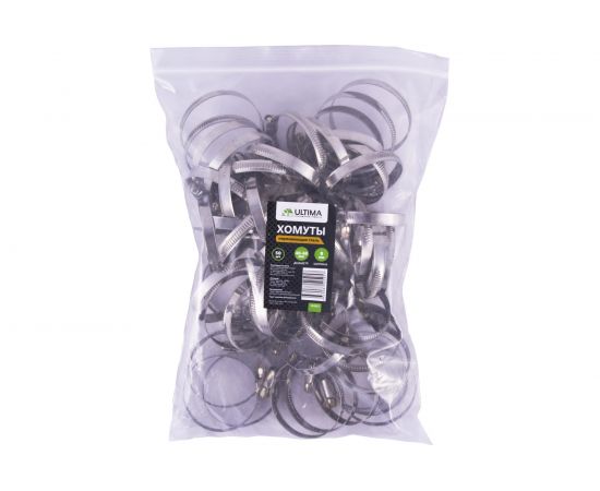 Хомуты Ultima нерж. сталь 40-60 мм ширина 9 мм 50шт/упак 152027 – изображение 2