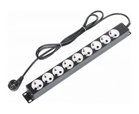 Блок силовых розеток ЦМО 19 со шнуром 2 м, без выключателя, 9 розеток БР-9П-Ш-9005 