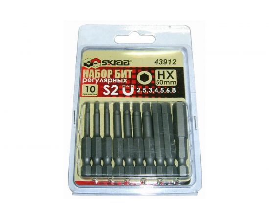 Набор бит (10 шт; 50 мм; HЕX 2.5-8) SKRAB 43912 