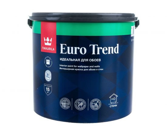 Интерьерная краска TIKKURILA EURO TREND для обоев и стен, база A 2,7л 700009617 