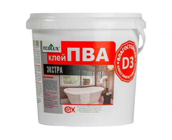 Экстра влагостойкий клей ПВА ECOLUX D3 2 кг 4607133681449 