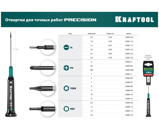 Отвертка для точных работ Kraftool Precision PH 0, 25682-0 – изображение 11