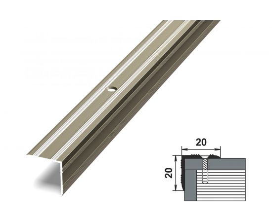 Порог угловой алюминиевый (20х20 мм; 0.9 м; анодированный; шампань) Лука УТ000024012 – изображение 2