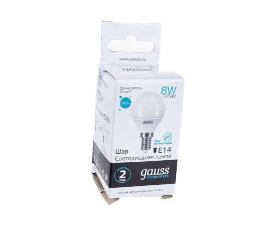 Лампа LED Globe 8W E14 4100K Gauss Elementary 53128 – изображение 2