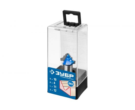 Фреза пазовая фасонная №6 ПРОФЕССИОНАЛ (19х11х46 мм; R4 мм; хвостовик 12 мм) Зубр 28745-19 – изображение 4