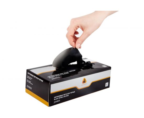 Нитриловые перчатки Jeta Safety черные, размер М/8, 100 шт, JSN808/М JSN808/M/УПАК – изображение 4