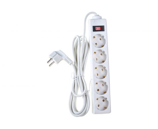 Сетевой фильтр ExeGate SP-5-3W 5 евро с заземлением, 3м, выключатель с подсветкой, белый 221187 