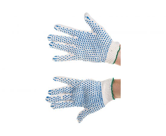 Перчатки АНТЕЙ ПЛЮС Эконом, ПВХ-точка, 10 класс вязки, 100 текс 38-40г, белые, 250 пар, 003 