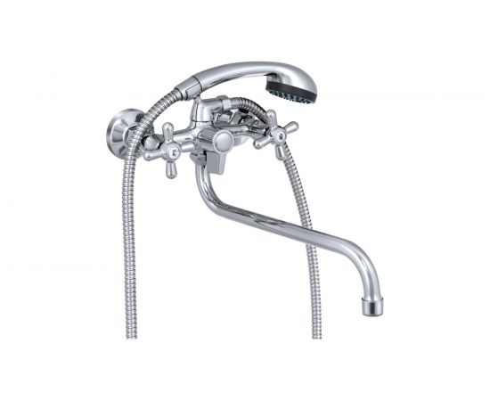Смеситель для ванны и умывальника СЛАВЕН с поворотным изливом, двуручный, комплект СЛ-ДВ-О31 