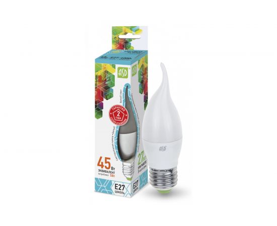 ASD Лампа сд LED-СВЕЧА НА ВЕТРУ-std 5Вт 230В Е27 4000К 450Лм 4690612004549 