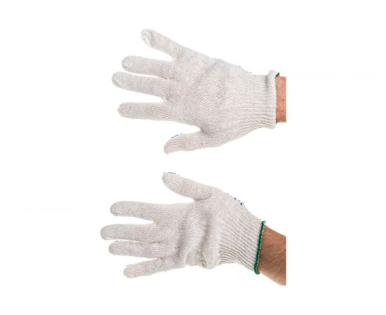 Перчатки АНТЕЙ ПЛЮС Эконом, ПВХ-точка, 10 класс вязки, 100 текс 38-40г, белые, 250 пар, 003 – изображение 2