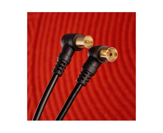 Шнур REXANT ТВ гнездо - ТВ штекер, угловой, длина 1,5 метра, черный 18-0012 – изображение 2