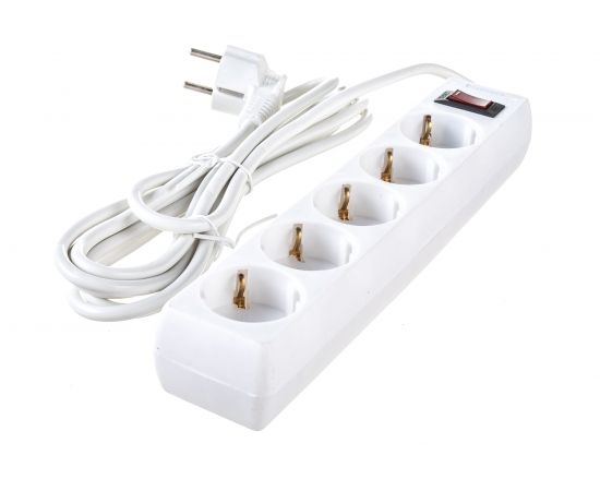 Сетевой фильтр ExeGate SP-5-3W 5 евро с заземлением, 3м, выключатель с подсветкой, белый 221187 – изображение 2