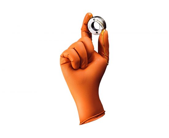 Нескользящие одноразовые нитриловые перчатки Jeta Safety JSN NATRIX, оранжевые, размер XXL, JSN 50 NATRIXOR11/XXL – изображение 2