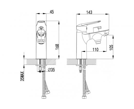 Смеситель на борт ванны IDDIS Torr TORSB10i07 на 1 отверстие с керамическим дивертором – изображение 2