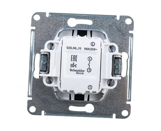 1-клавишный механизм выключателя Schneider Electric скрытой проводки Glossa 10А IP20 1 10AX графит GSL001311 – изображение 2
