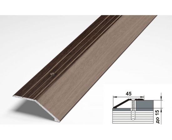 Порог разноуровневый алюминиевый (45 мм; 0.9 м; декоративный; дуб мокко) Лука УТ000002699 – изображение 2