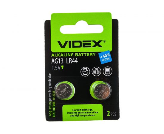 Щелочная/алкалиновая батарейка VIDEX AG13/357/LR44 2 штуки на блистере VID-AG13-2BC – изображение 3